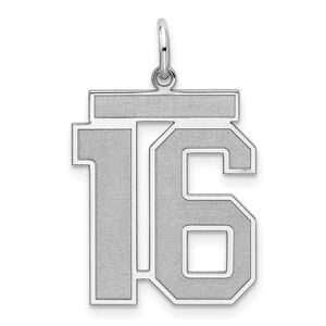 Sterling Silver, Jersey Collection, Large Number 16 Pendant